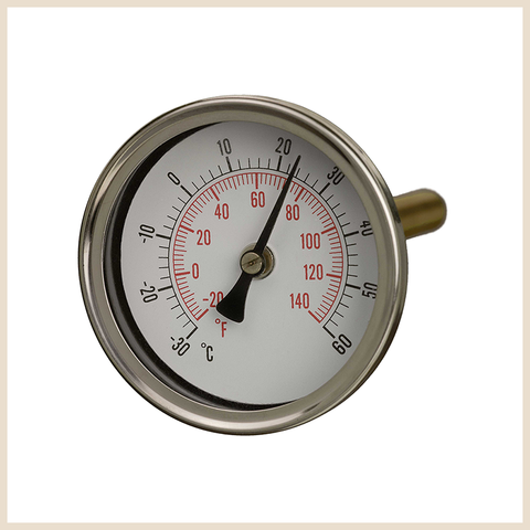 H & V 63mm Temperature Gauges - Back Stem